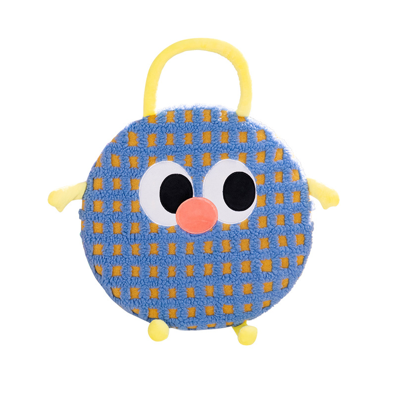 Yellow Plaid Cute Cartoon Round Memory Foam Seat Cushion - Detachable & Washable — image 3