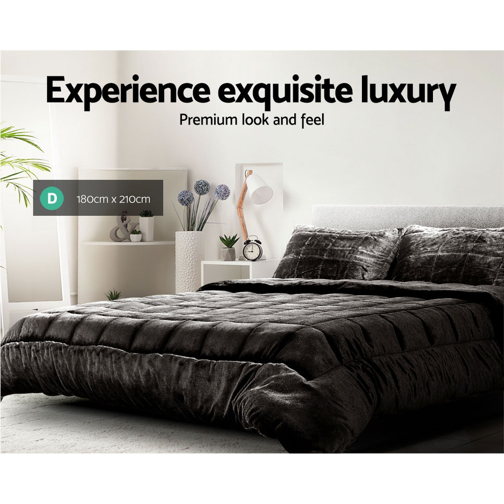 Giselle Bedding Faux Mink Quilt Charcoal Double โ image 4