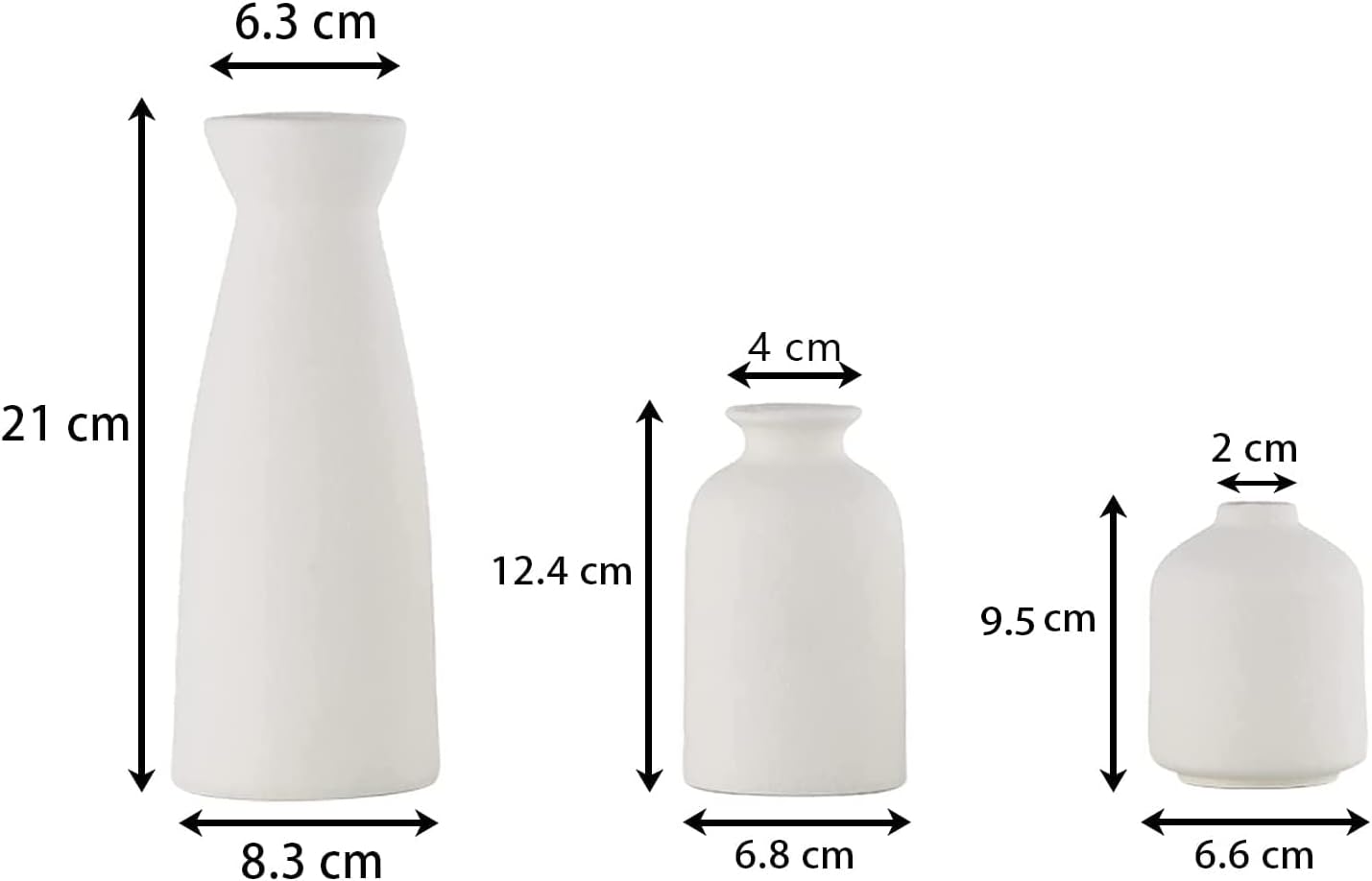 Ceramic Set of 3 Modern White Vases for Home D cor — image 4