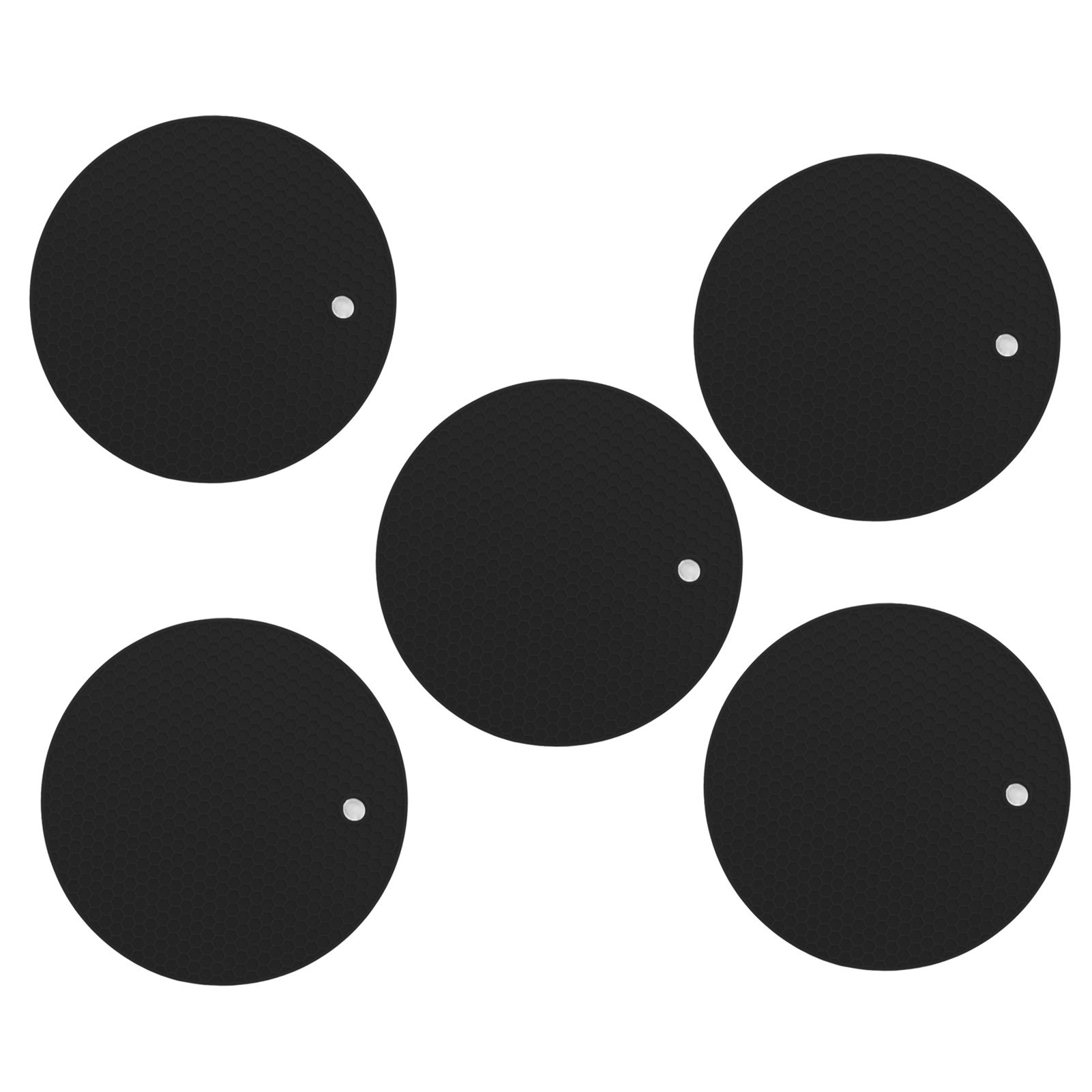 5PCS Silicone Trivet Mats Round Multipurpose Heat Resistant Non Slip Pads Pot Holders for Hot Pot Hot Dishes Black โ image 2