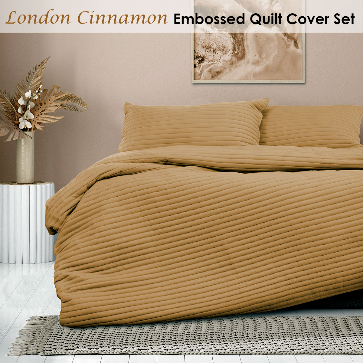 Ardor London Cinnamon Embossed Quilt Cover Set Queen โ image 2