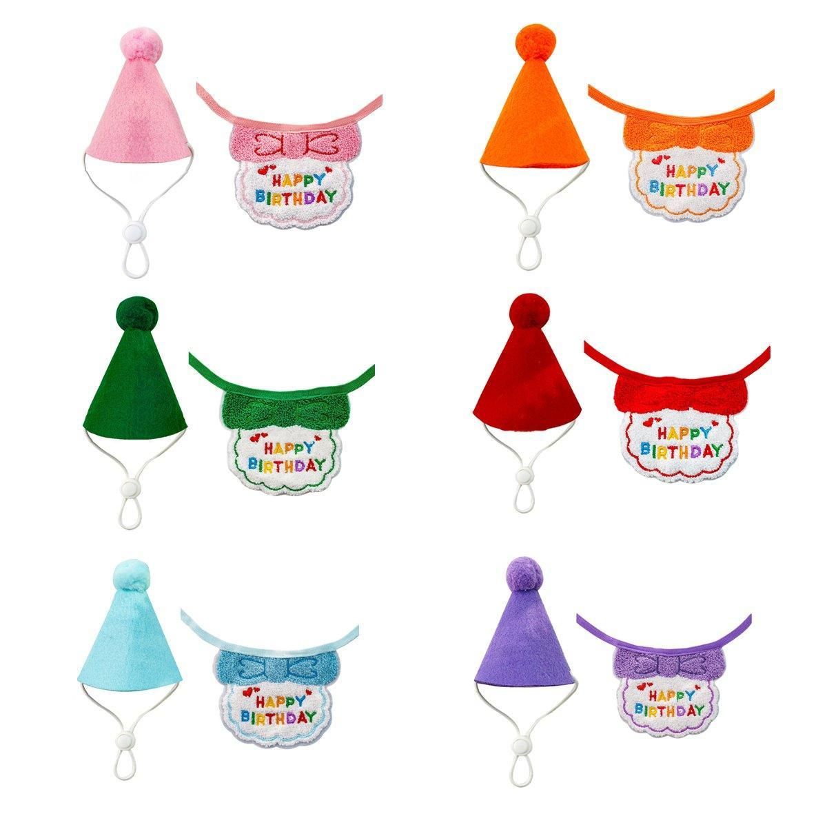 Pet Birthday Dog Cat Bib Scarf Hat Accessory Dogs Cats Celebration - Green — image 3