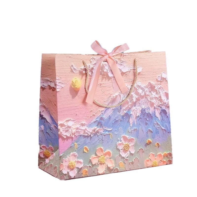 10pcs Oil Painting Gift Paper Bags for Birthday and Holiday Gift Packaging Tote - L โ image 3