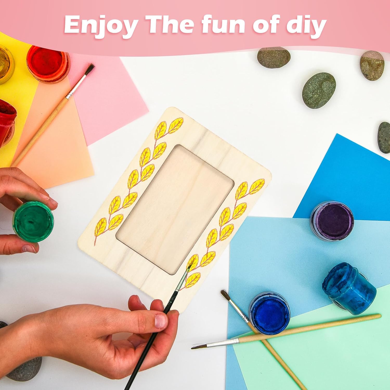 24 Pcs Unfinished Wooden Craft Frames for 3" x 5" Photos DIY Photo Frames Paintable Picture Frames Wood Frames for DIY Painting Project Thanksgiving School โ image 4