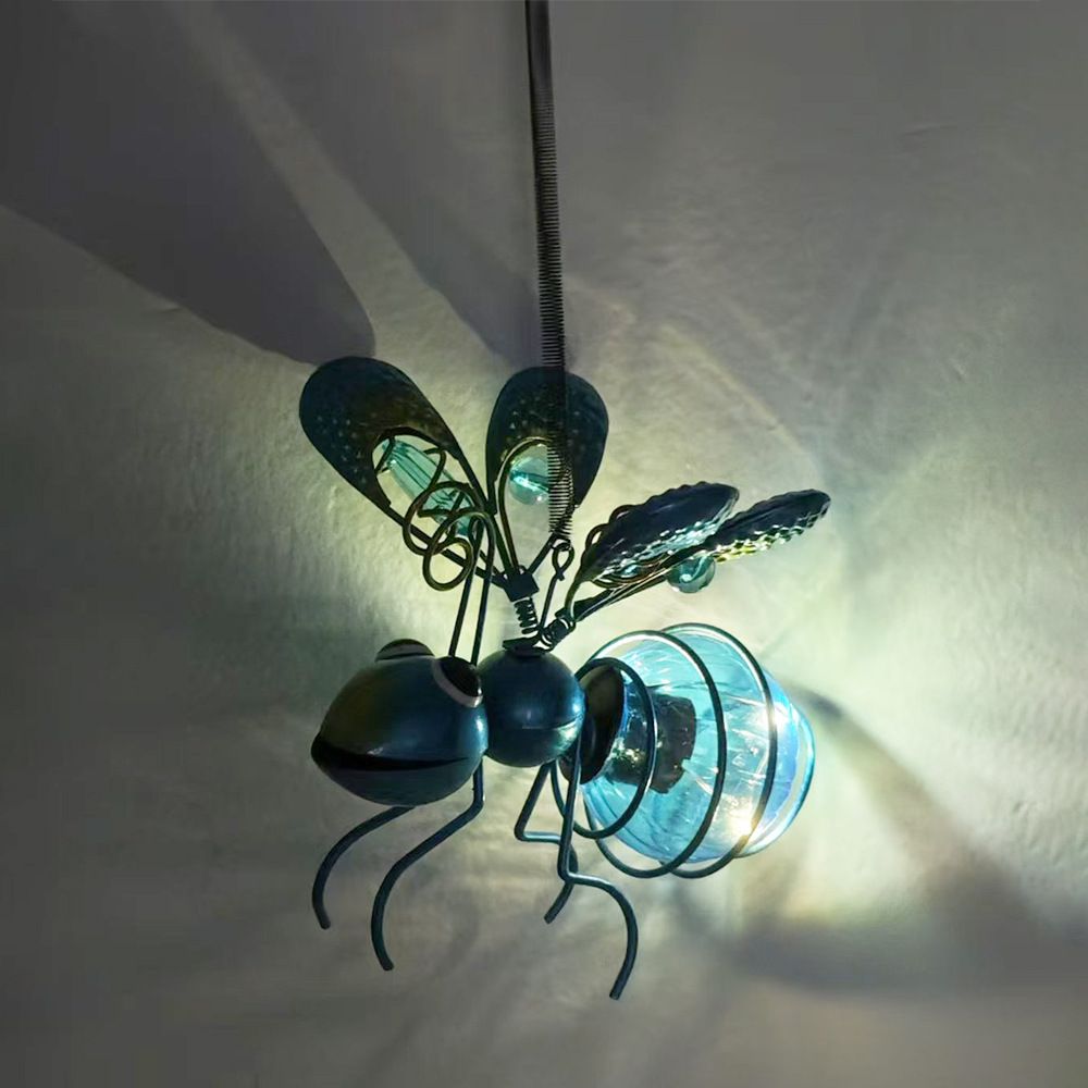 2pcs Solar-Powered Hanging Bee Light - Metal LED Outside Bugs with Bouncy Springs - Solar Fairy Lights for Outside Garden Decor Backyard Balcony Porch Spring — image 5