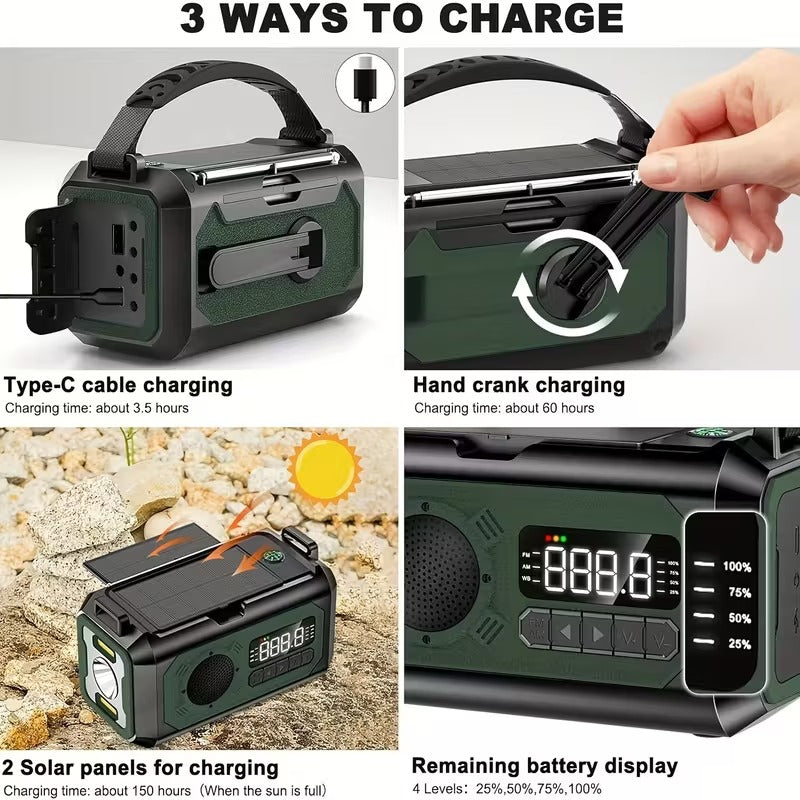 12000mAh Emergency Radio Solar Hand Crank Charger — image 5