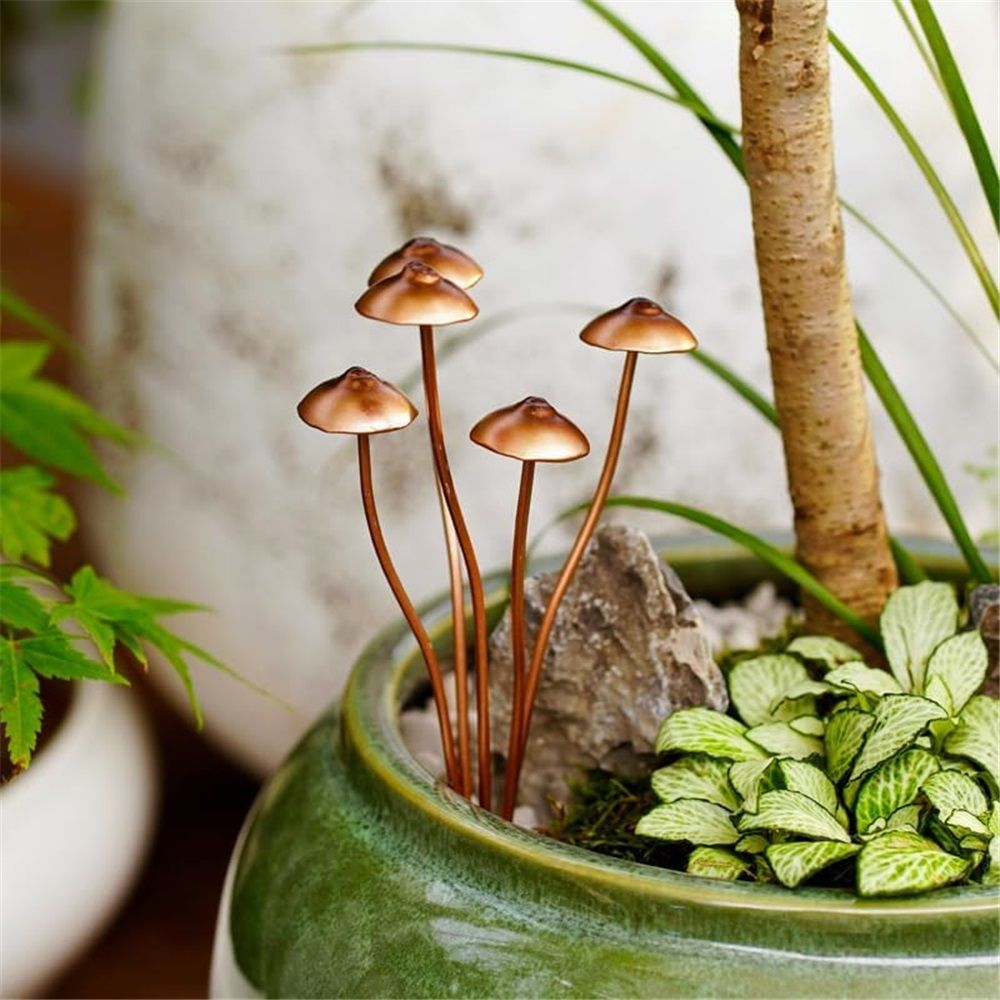 2pcs Metal Mushroom Garden Statue Stake,Flower Pot Decoration,Outdoor Statue Mushroom Ground Decoration for Garden Patio Lawn Yard Plant Decorations,Outdoor — image 5