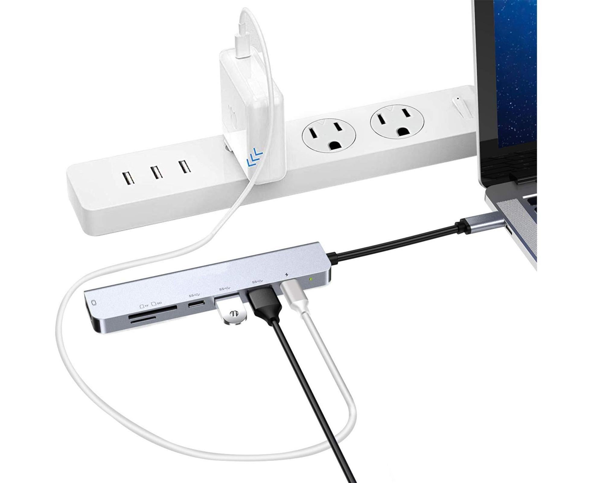 Type-C Hub Docking Station High Speed Multifunctional 7 in 1 USB 3.0 HDMI-compatible PD USB TF Laptop for Huawei Silver โ image 5