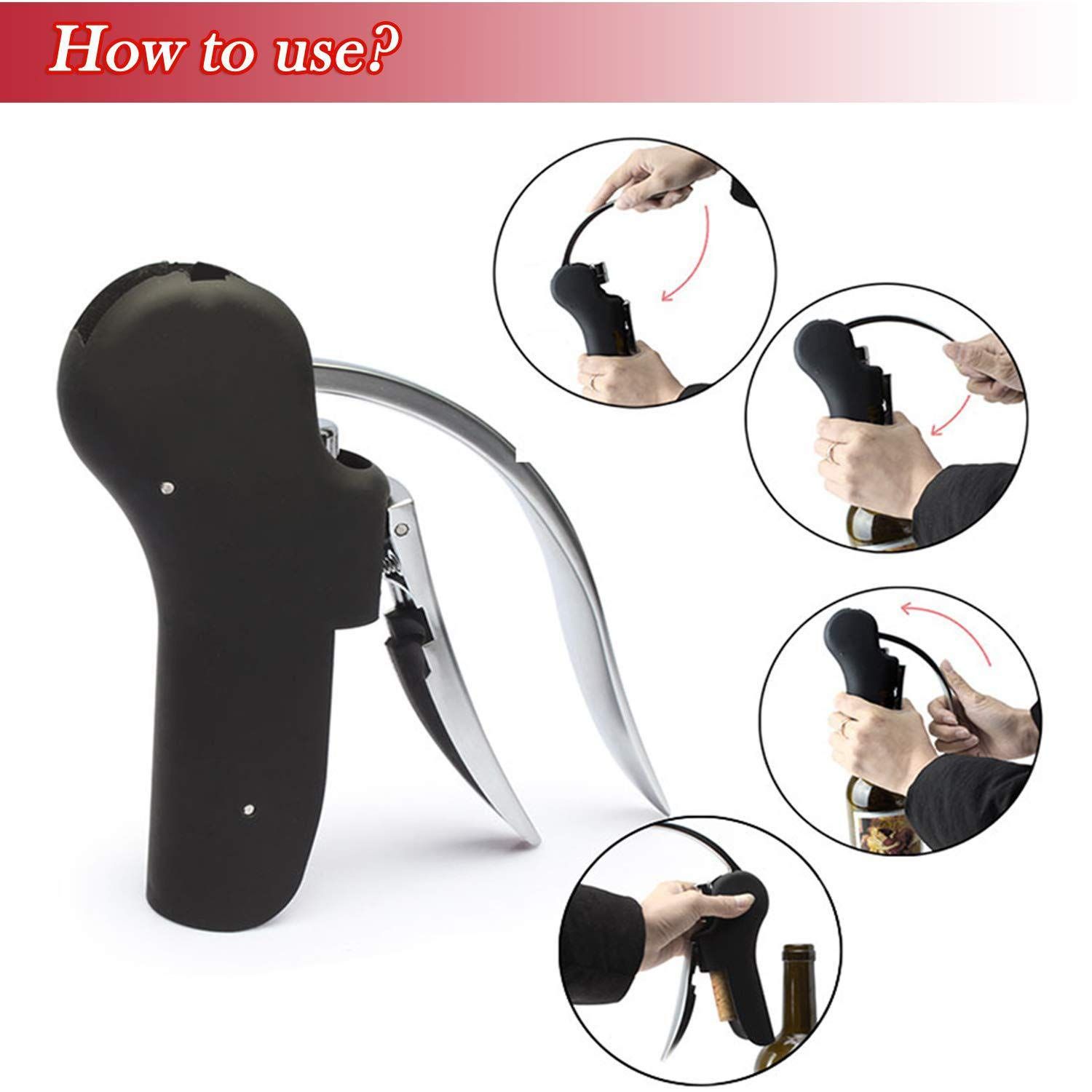 Wine Opener-Wine Bottle Opener Corkscrew Set- Lever Corkscrew Wine Openers with Foil Cutter, Wine Stopper, Pourer and Extra Spiral โ image 2