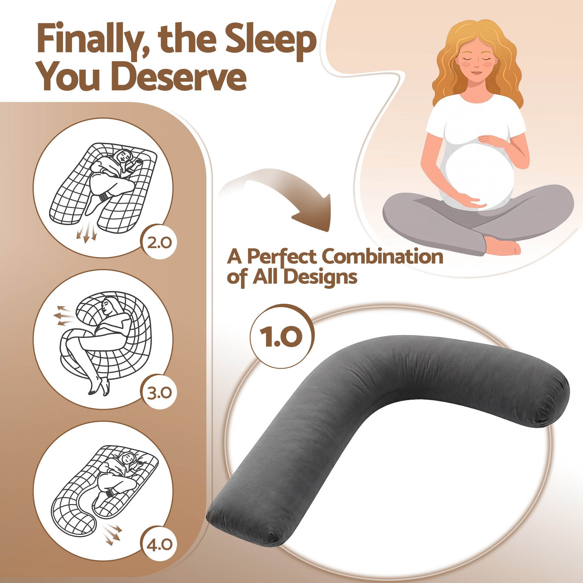 Giselle Bedding Pregnancy Pillow for Side Sleeping L-Shaped Maternity Body Pillow for Women 100% Cotton Jersey Cover for Head Neck Belly Support, 63 × 115 cm — image 5