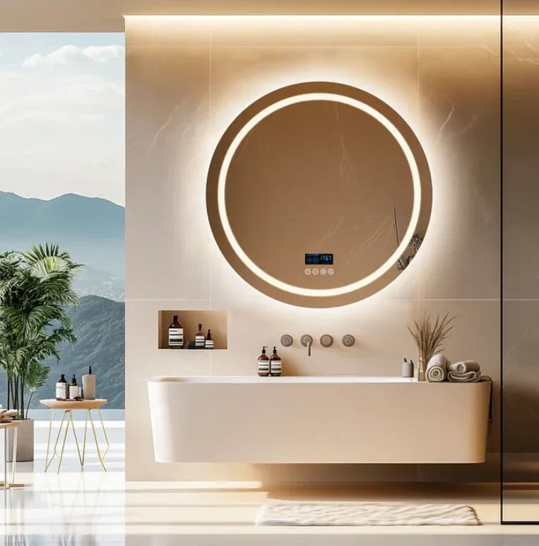 Interior Ave - 80cm Round Frameless LED Bathroom Mirror – Bluetooth — image 3