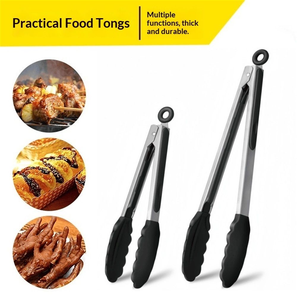 Kitchen Tongs for Cooking with Silicone Tips, BPA Free Stainless Steel set of 2 Silicone Tongs for Cooking, Grilling & Toss a Salad, Heat Resistant Grill Tongs — image 2