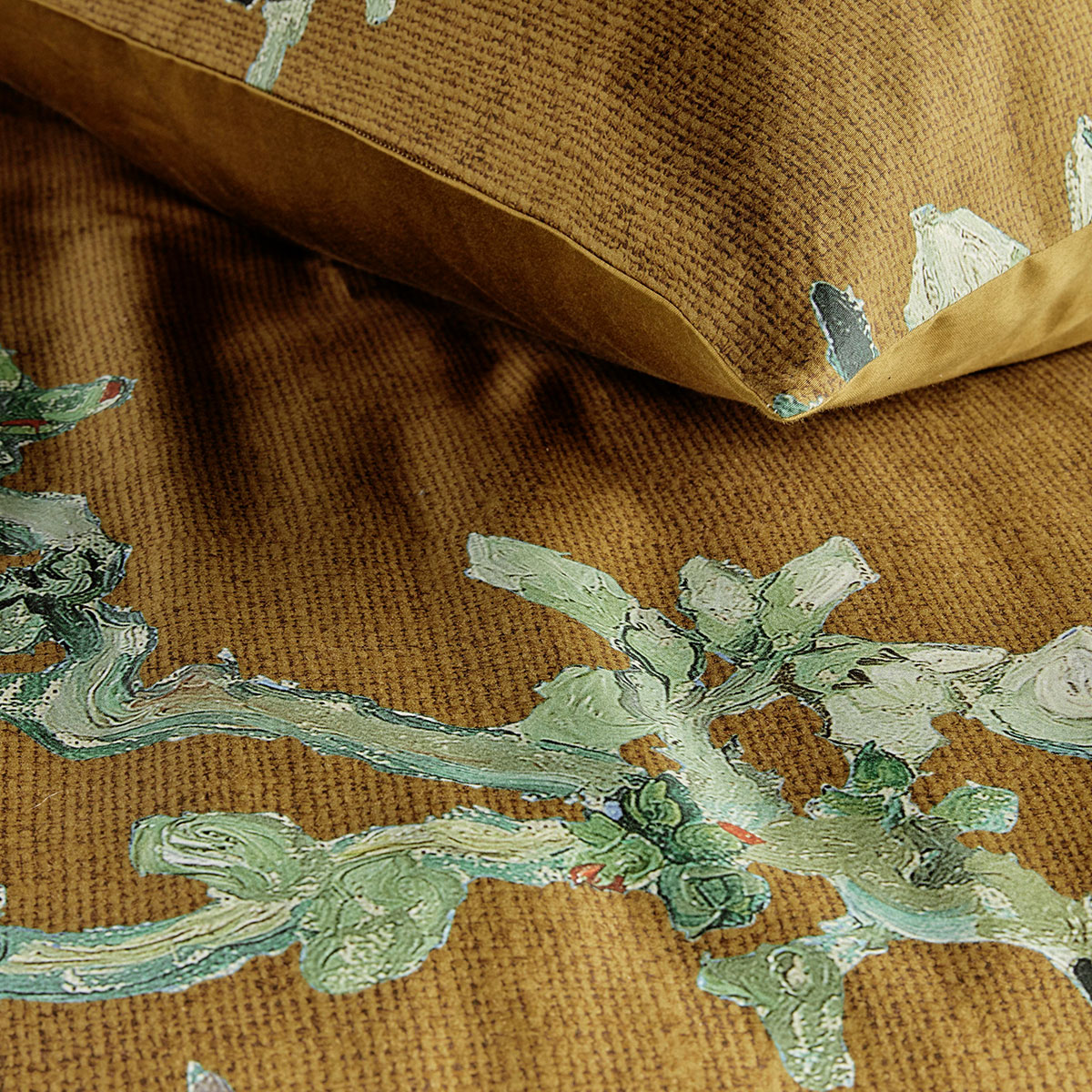 Bedding House Blossoming Ochre Cotton Sateen Quilt Cover Set Queen โ image 3