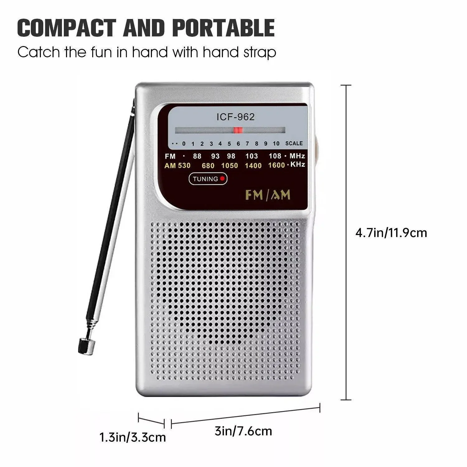 Vintage Retro Portable Radio FM AM Classic Speaker for Home Office Outdoor Use — image 3