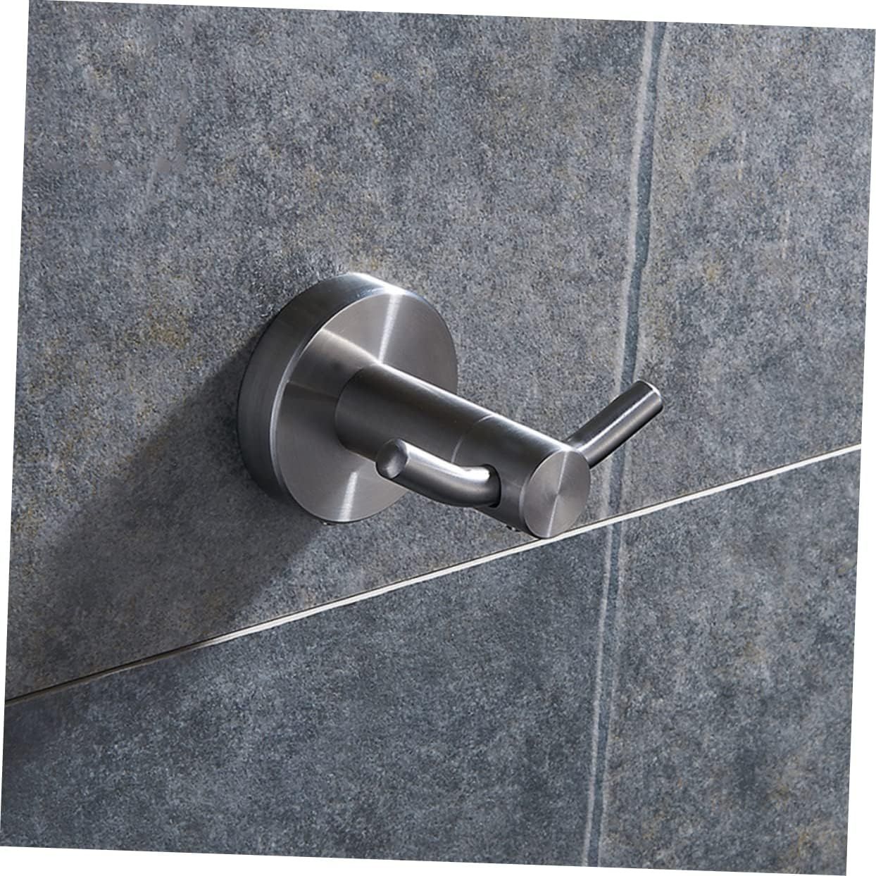 2PCS Bath Double Towel Hook Stainless Steel Coat/Robe Clothes Hook for Bath Kitchen Modern Hotel Style Wall Mounted Brushed Finish — image 3