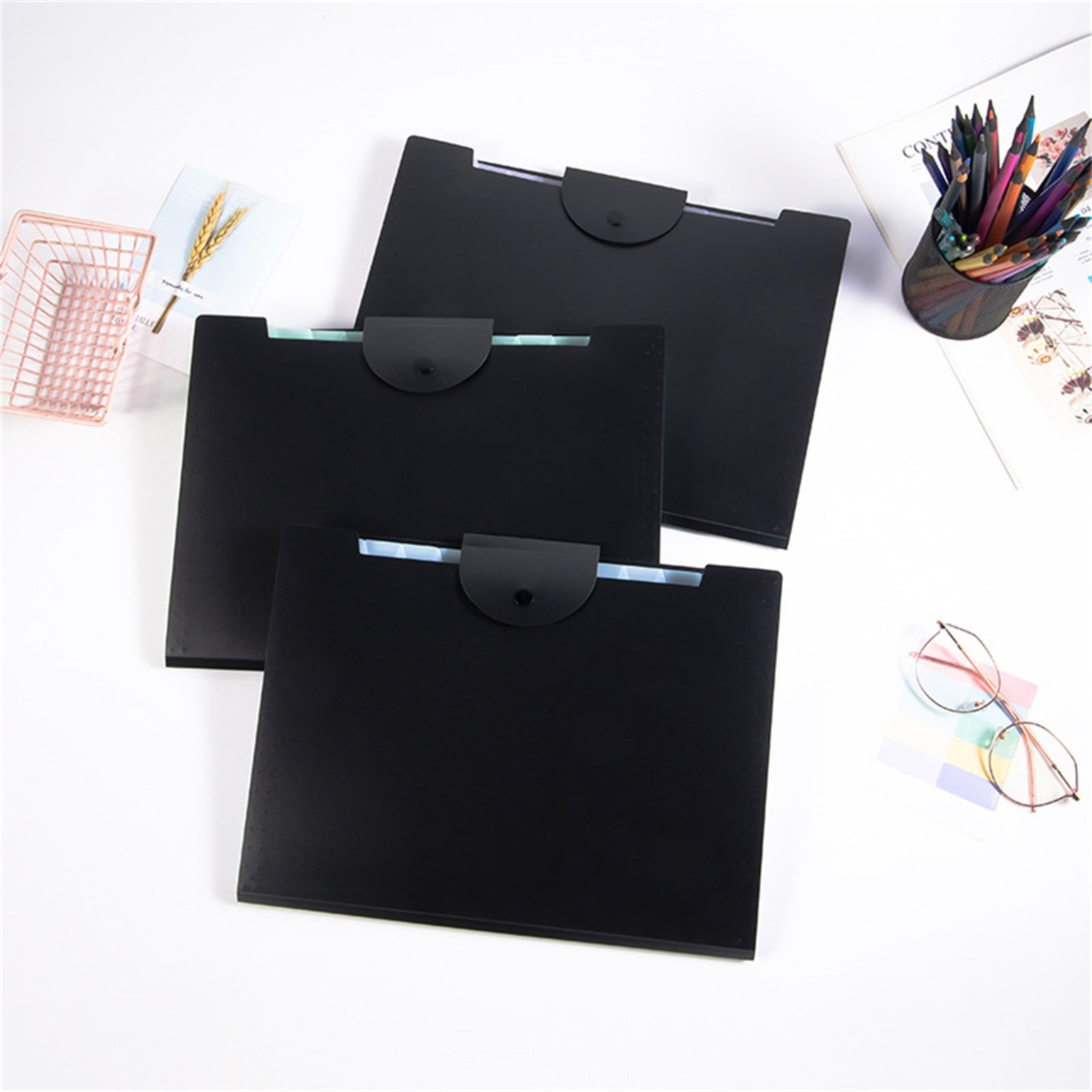 Accordion File Organizer Expanding File Folder with 12 Pockets Portable Receipt Paper Bill Document Organizer Letter/ Size Filing Folder Schǒ-ǒl Black C — image 4