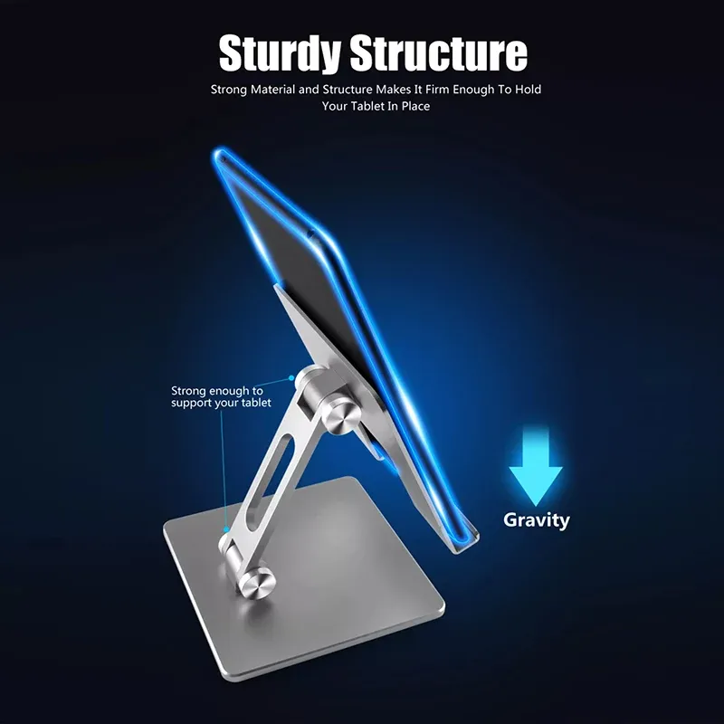 Aluminum Alloy Tablet Phone Holder Desk Stand Bracket Foldable For Ipad Pro 12.9 - Grey — image 4