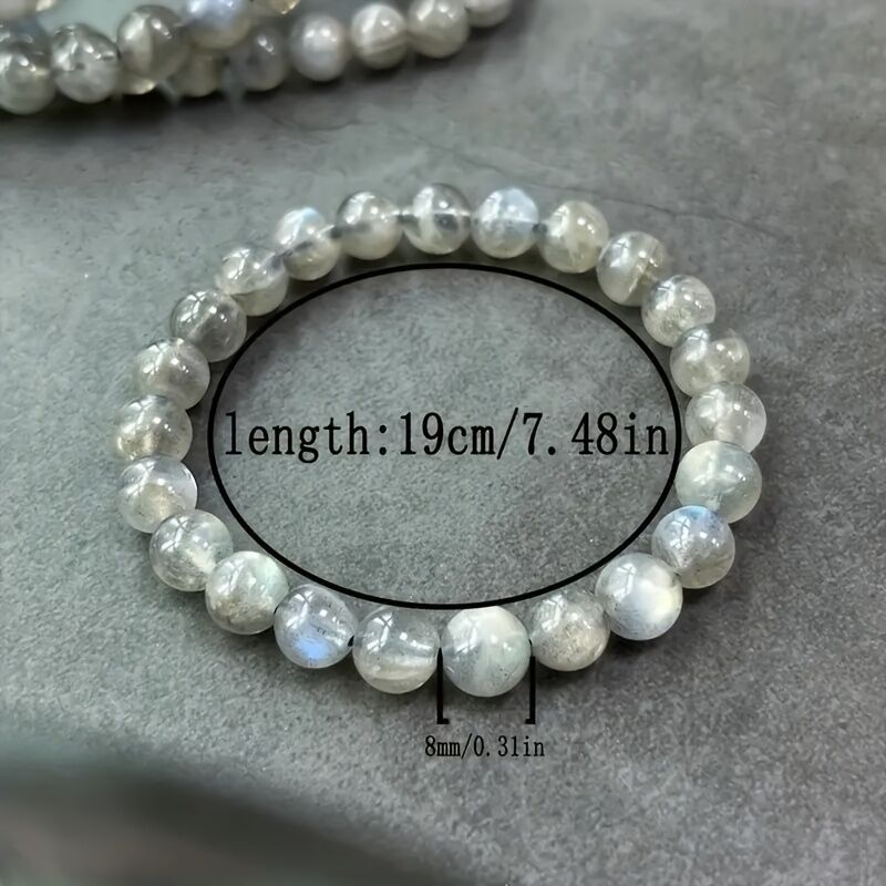 Natural Labradorite Bracelet - Handmade Bohemian-style Jewelry, Featuring Iridescent Stone with 8mm Beads, for Chakra and Positivity - A Labradorite Gemstone — image 4