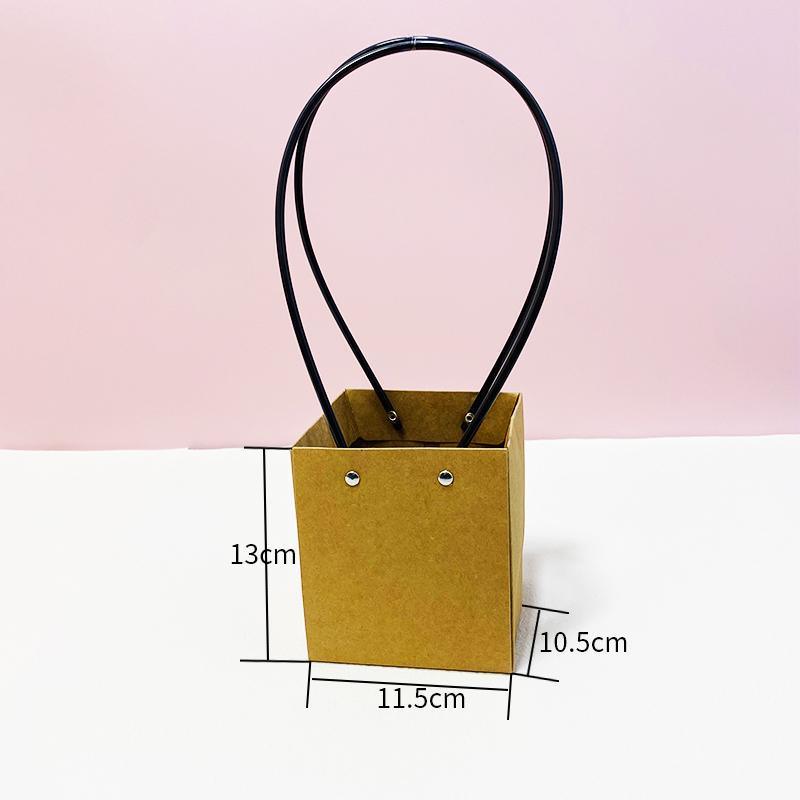 25x Kraft Paper Bag Flowers Waterproof Bouquet Basket Gift Box With Handle - 25PCS-Sq Small — image 5