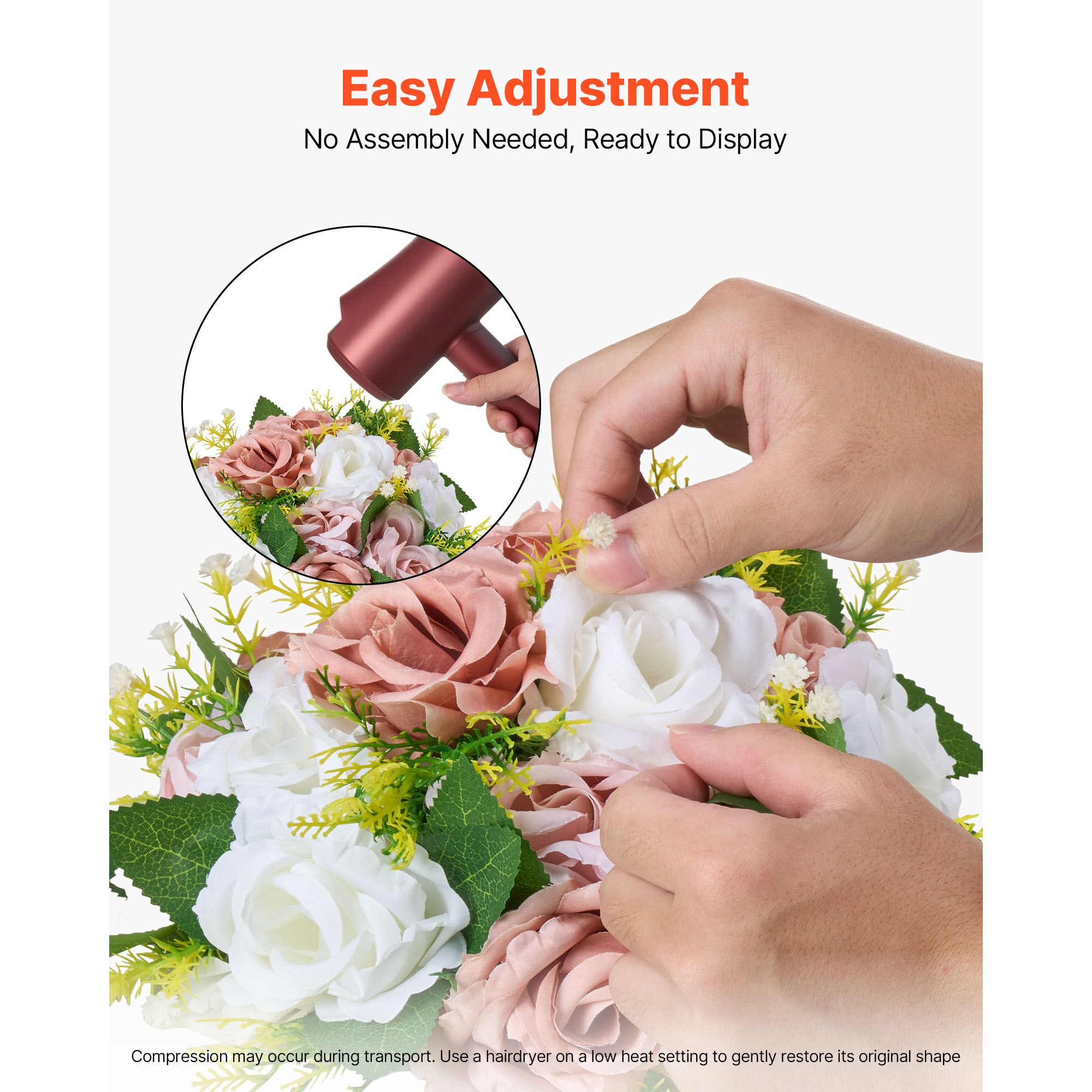 Flower Ball Arrangement Bouquet 10PCS, 240 mm Diameter Artificial Flower Balls Wedding Table Centerpieces, Faux Rose Arrangements for Wedding Centerpiece Home — image 5