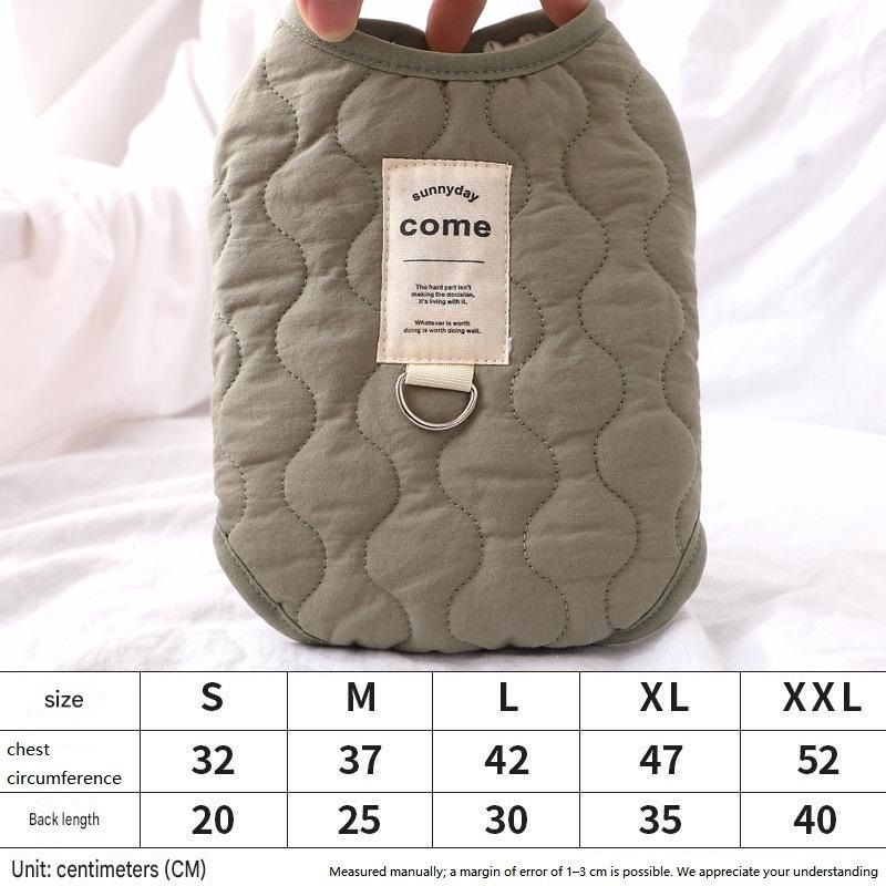 Green L Size 42 × 30cm Fleece-lined thickened dog vest - Cotton Fleece Lined Harness Compatible Winter Coat for Dogs Shed Control Outdoor Walks，Winter Pet — image 6