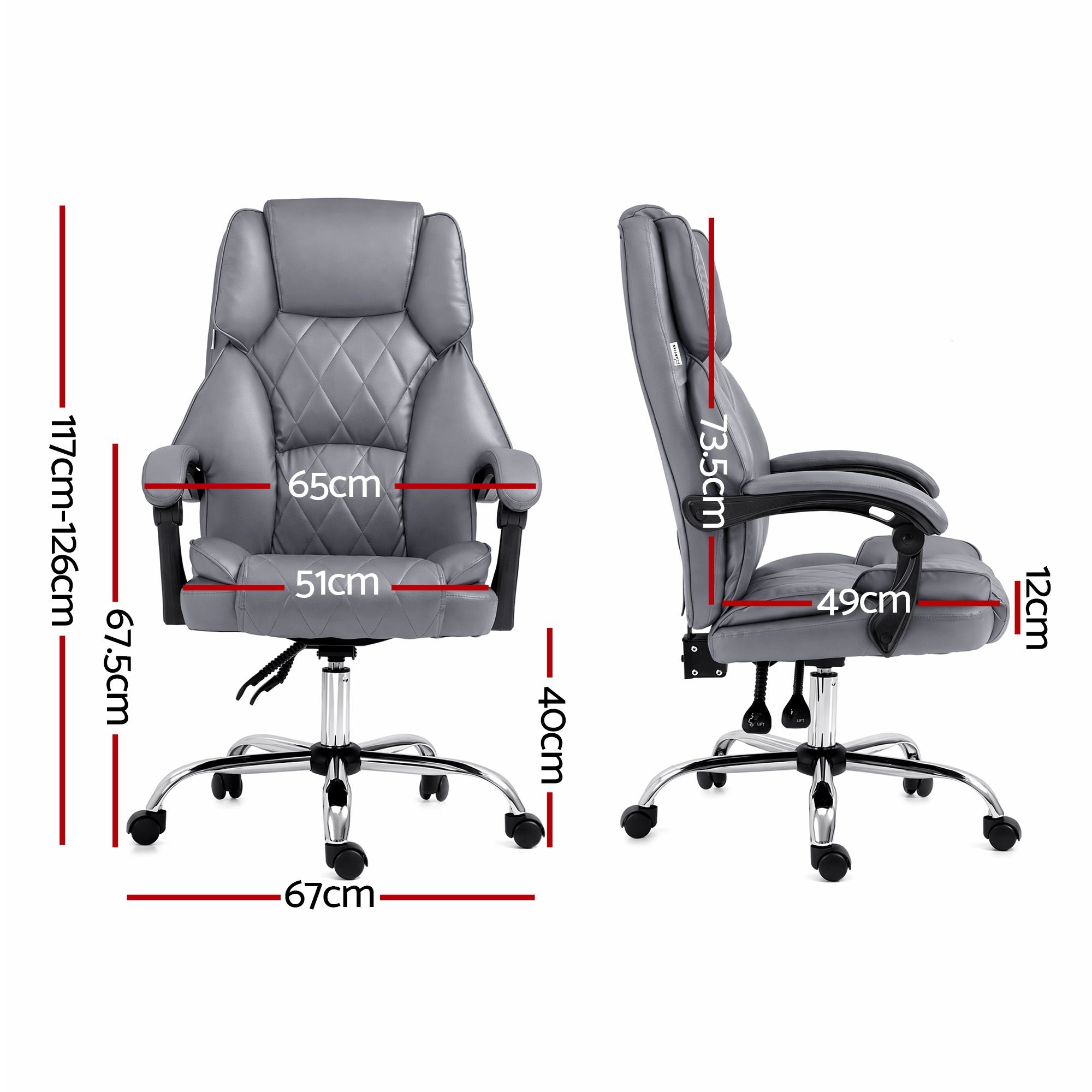 Artiss Executive Office Chair Recliner Grey โ image 2