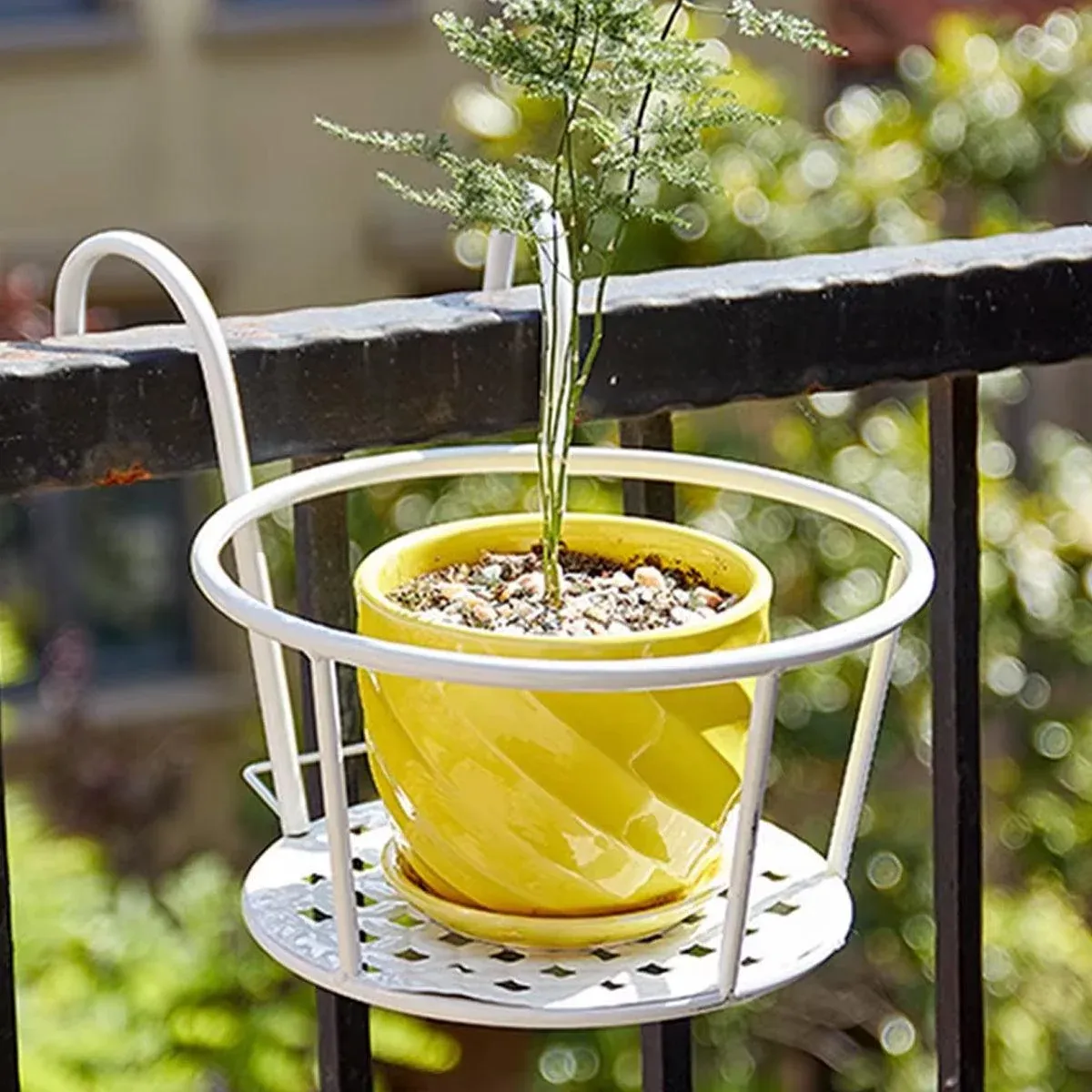 Iron Balcony Flower Rack Hanging Pot Hanger Railings Planter Rack Outdoor Garden โ image 5