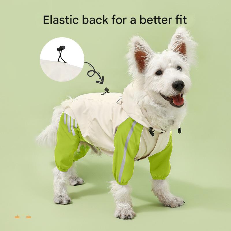 Colorblock (White Purple) Dog Raincoat - Waterproof with Hood and Reflective Strips (Size XL) โ image 2