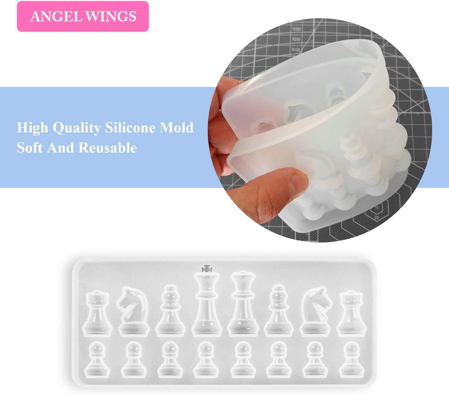2Pcs Silicone Mold Set for DIY Chess or International Chess Piece Making Epoxy Resin Casting Mold for DIY Jewelry Crystal Crafts — image 2