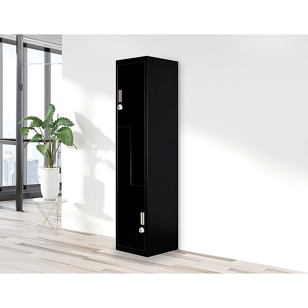 Black Two-Door L-shaped Office Gym Shed Storage Lockers — image 2