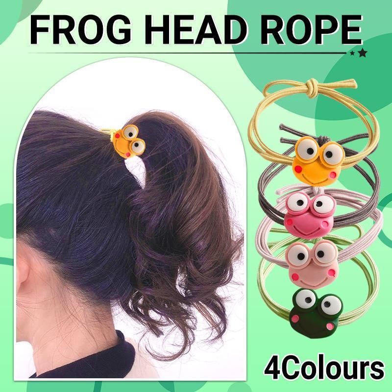 Cartoon Hair Rubber Hair Ring Frog Head Rope Hand Strap Couples Girl Hair Rope - Green โ image 2