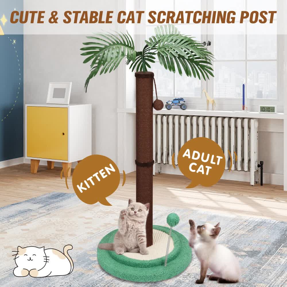 VaKa Cat Tree Scratching Post Large Palm Tree Cat Post Dangling Balls Cat Toy — image 4