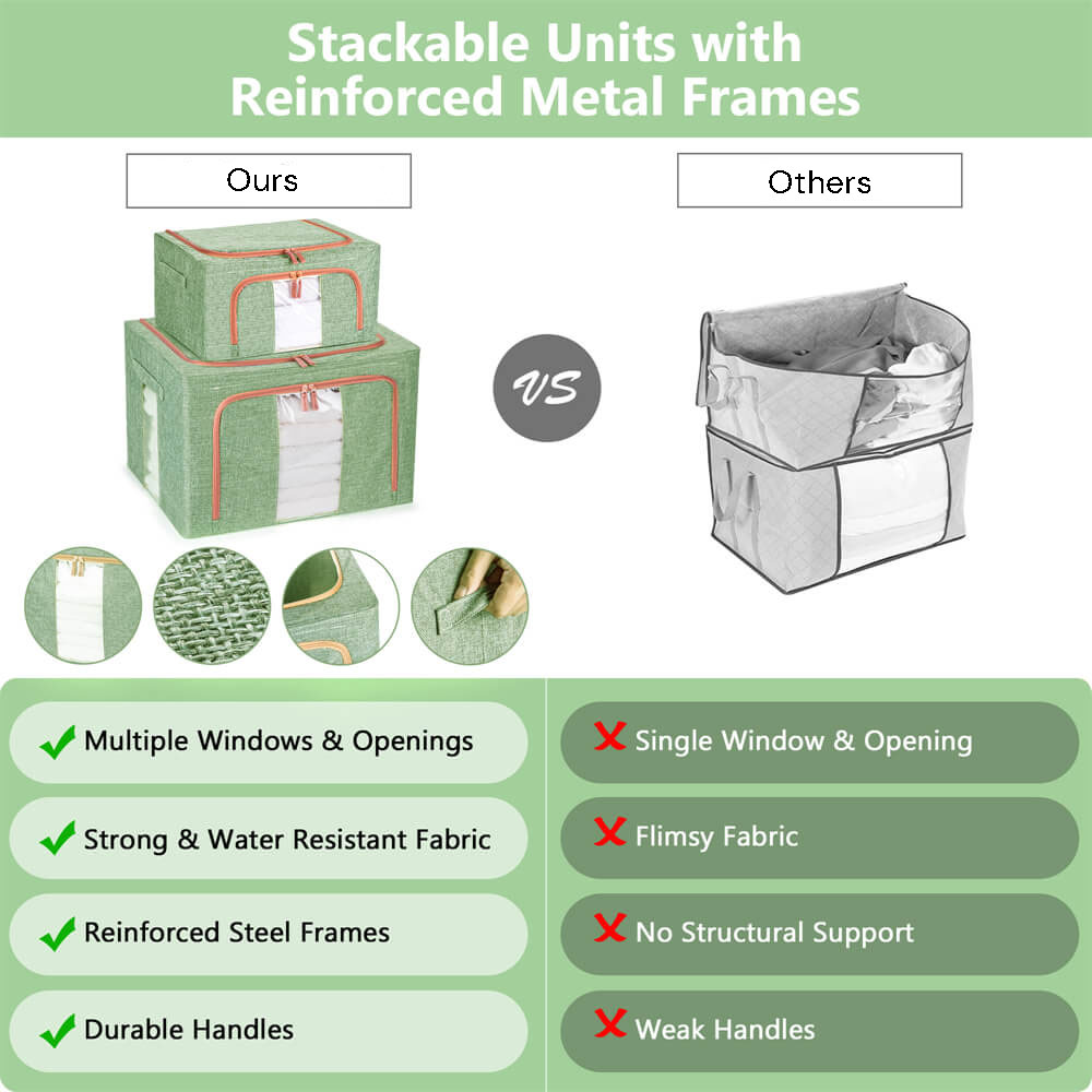 66L Cloth Storage Box Closet Organizer Storage Bags Clothes Storage Bags Wardrobe Organizer Idea GREEN — image 6