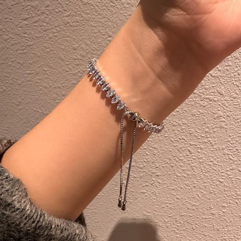Luxury Zircon Bracelet Necklace Set for Women Elegant Fashion Jewelry Gifts - Bracelet β image 6