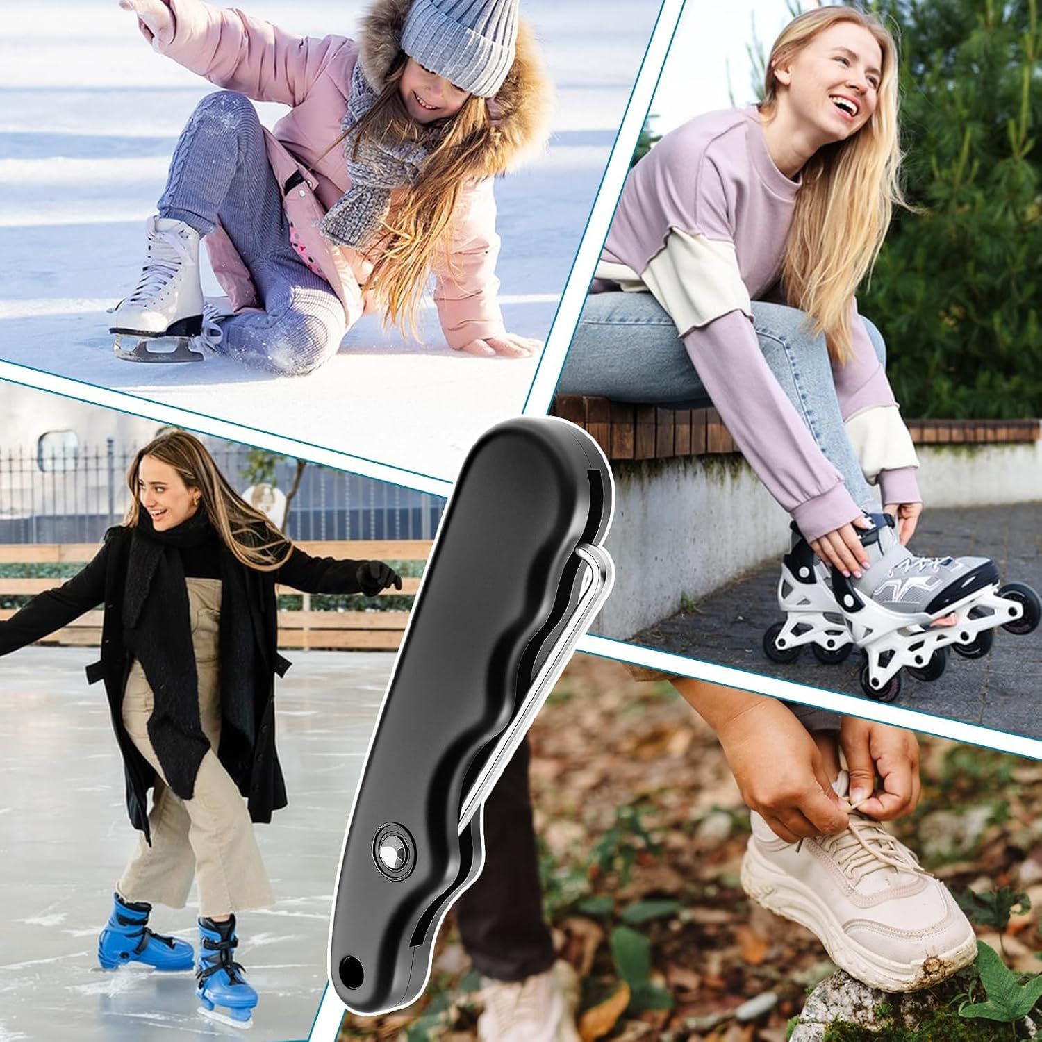 2 Pieces Folding Shoe Lace Puller, Stainless Steel Hockey Skate Lace Tightening Tool, Portable Black Boot Lace Tightener for Ice Skates & Figure Skates Lace โ image 6