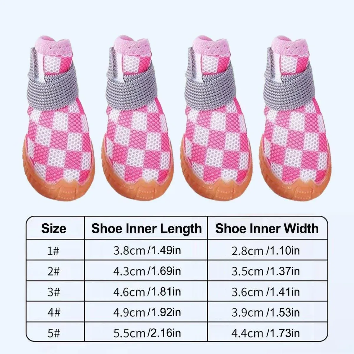 4pcs Breathable Mesh Dog Shoes Small Pets Puppy Paw Protection Summer Boots - Green-5 β image 4