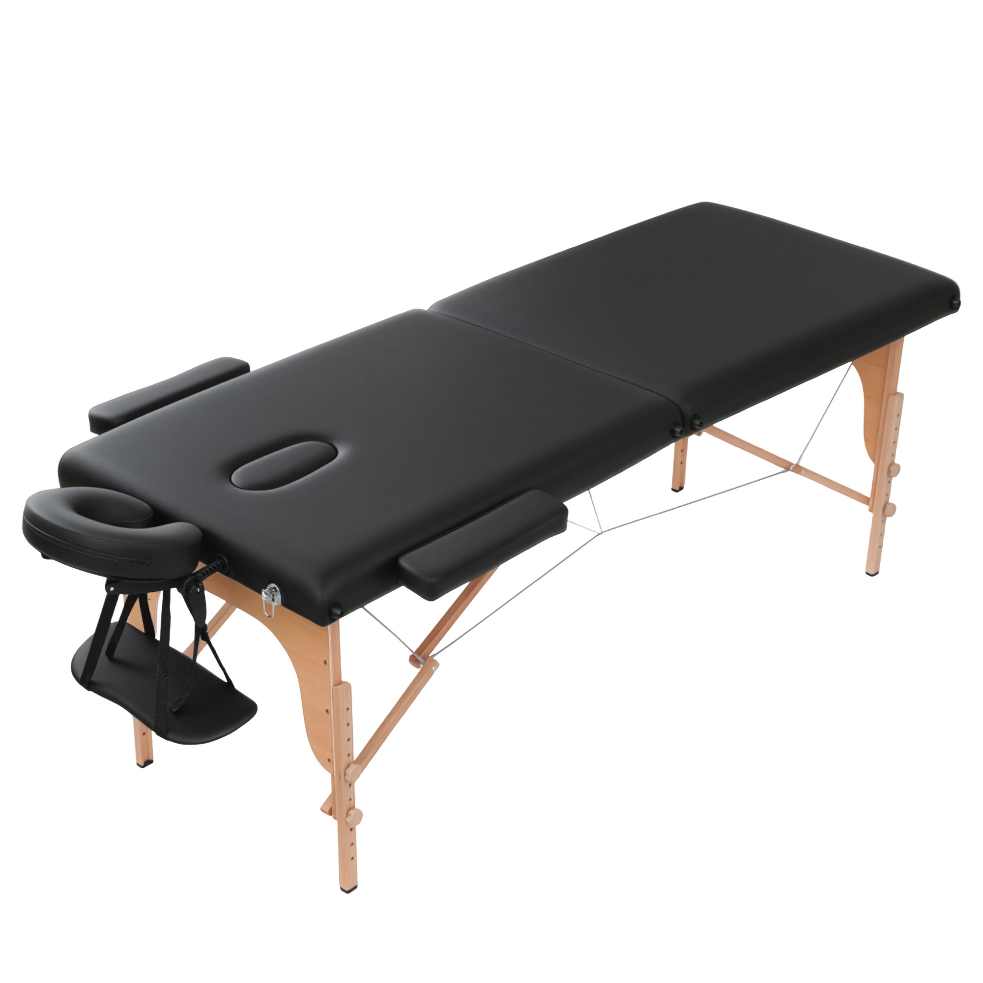 Zenses Massage Table 70cm Portable 2 Fold Wooden Beauty Waxing Therapy Bed Black — image 2
