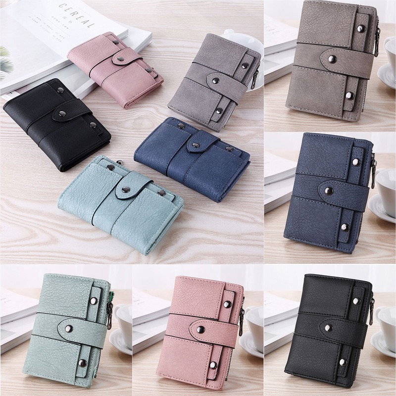 The New Fashion Foldable Small Wallet Women Leather Card Holder Wallet Black — image 2