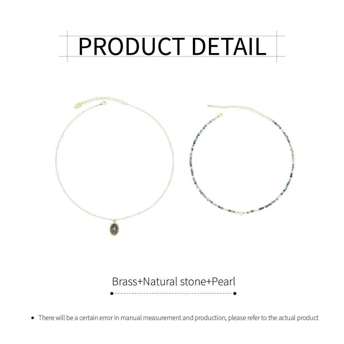 Retro Fashion Style Natural Stone Design Necklace for Women Vintage Jewelry - No pendant — image 4