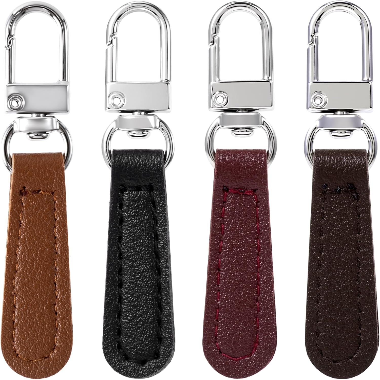 4pcs Leather Zipper Pull Replacement, Detachable Pull Zipper Tabs Fasteners, Repair Tab Cord Pullers Accessories for Jackets Bags Luggage Purses Backpacks