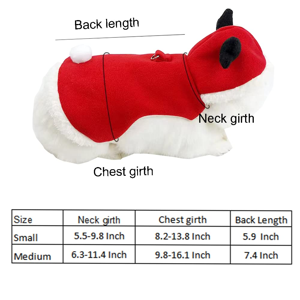Small Animals Christmas Costume for Rabbit Kitten Elk Cape with Deer Antler Bunny Clothes with Rabbit Leash Holiday Guinea Pig (M) — image 2