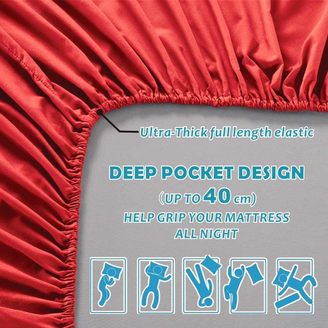 Hotel Quality Fitted Sheet - 1 Piece Fitted Sheet -Breathable Bedding - Wrinkle, Fade, Stain Resistant- 16inch/40cm Deep Pocket Fitted Bed Sheet-Wrinkle and — image 4