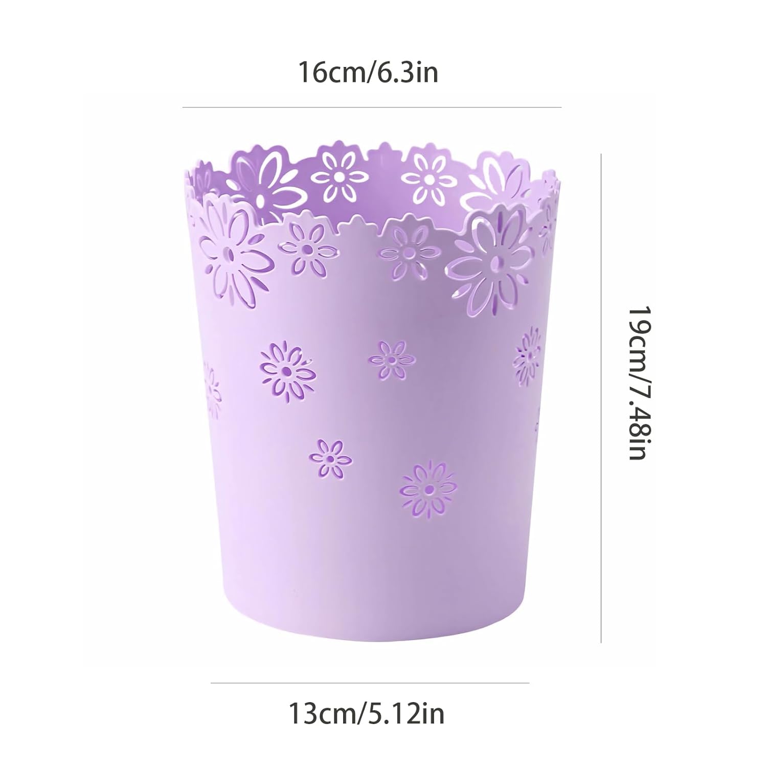 Mini Wastebasket Small Purple Trash can Office Plastic Garbage Can for Bathroom Vanity Desktop Office or Living Room (Purple, Mini) Purple Mini — image 2