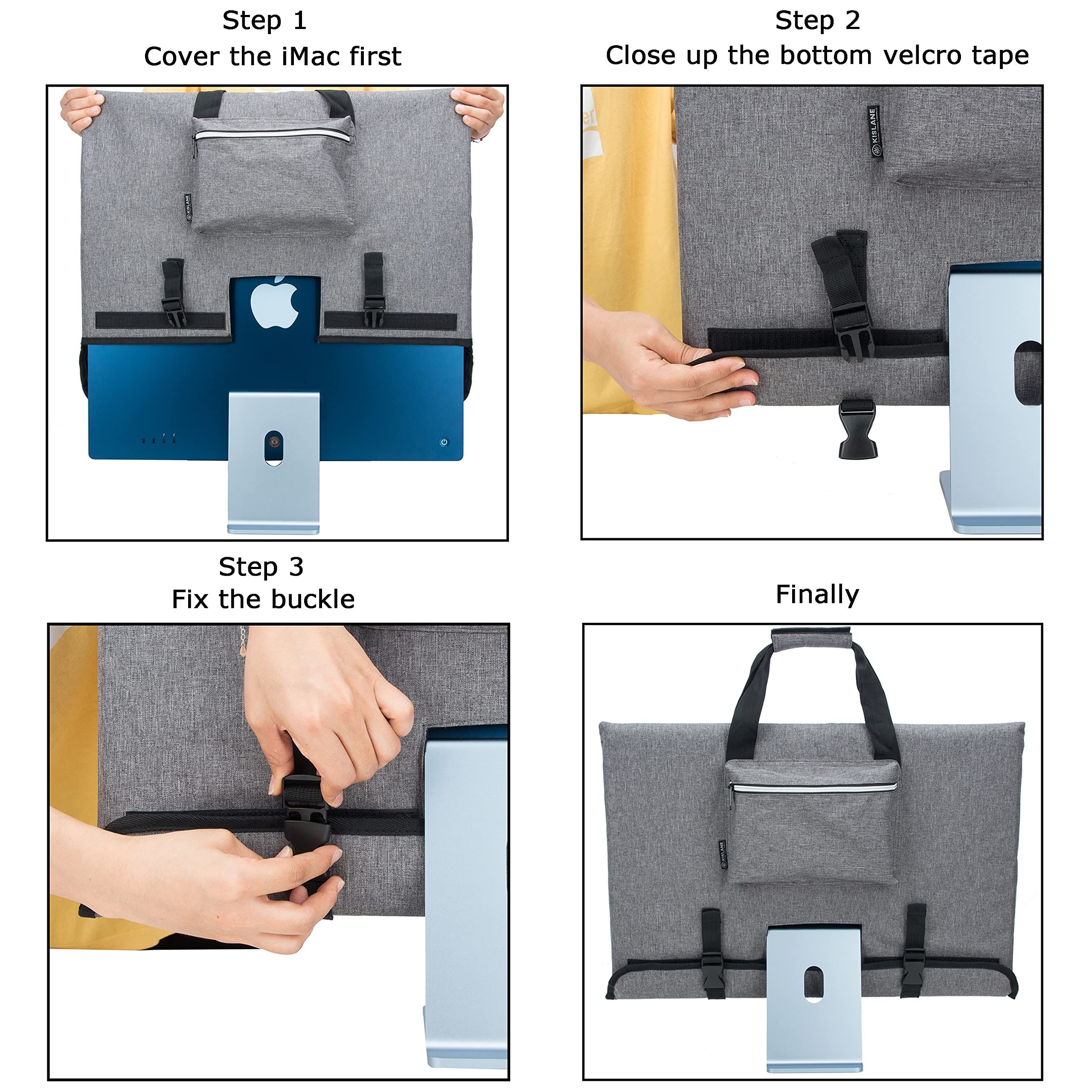 Travel Carrying Case for 24'' Desktop Computer, Protective Storage ,with Carry Handle for 24 inch Screen and Accessories (Grey) — image 4