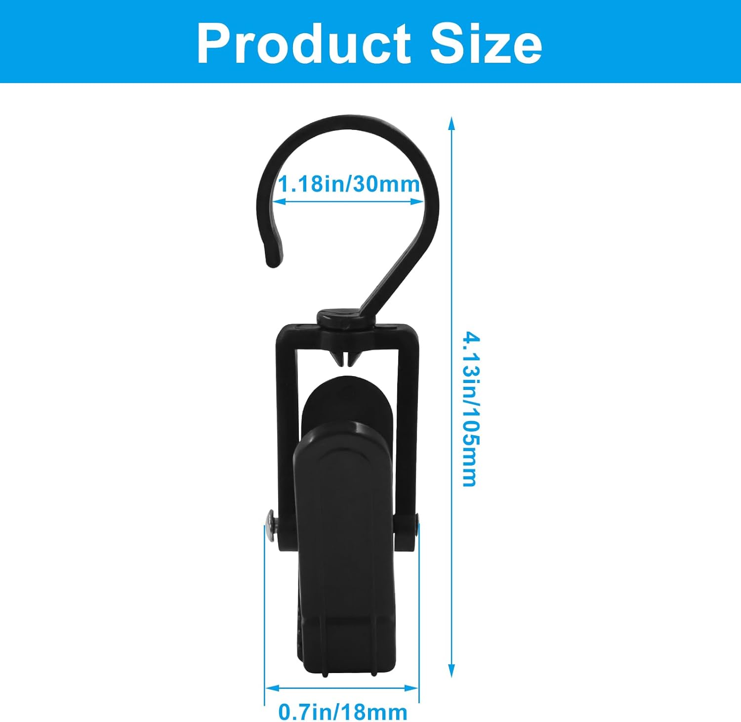20 Pack Super Strong Swivel Hanging Hooks, Laundry Clips Plastic Clothes Pins Beach Towel Clips, 360° Rotating Curtain Clips for Home Office & — image 2