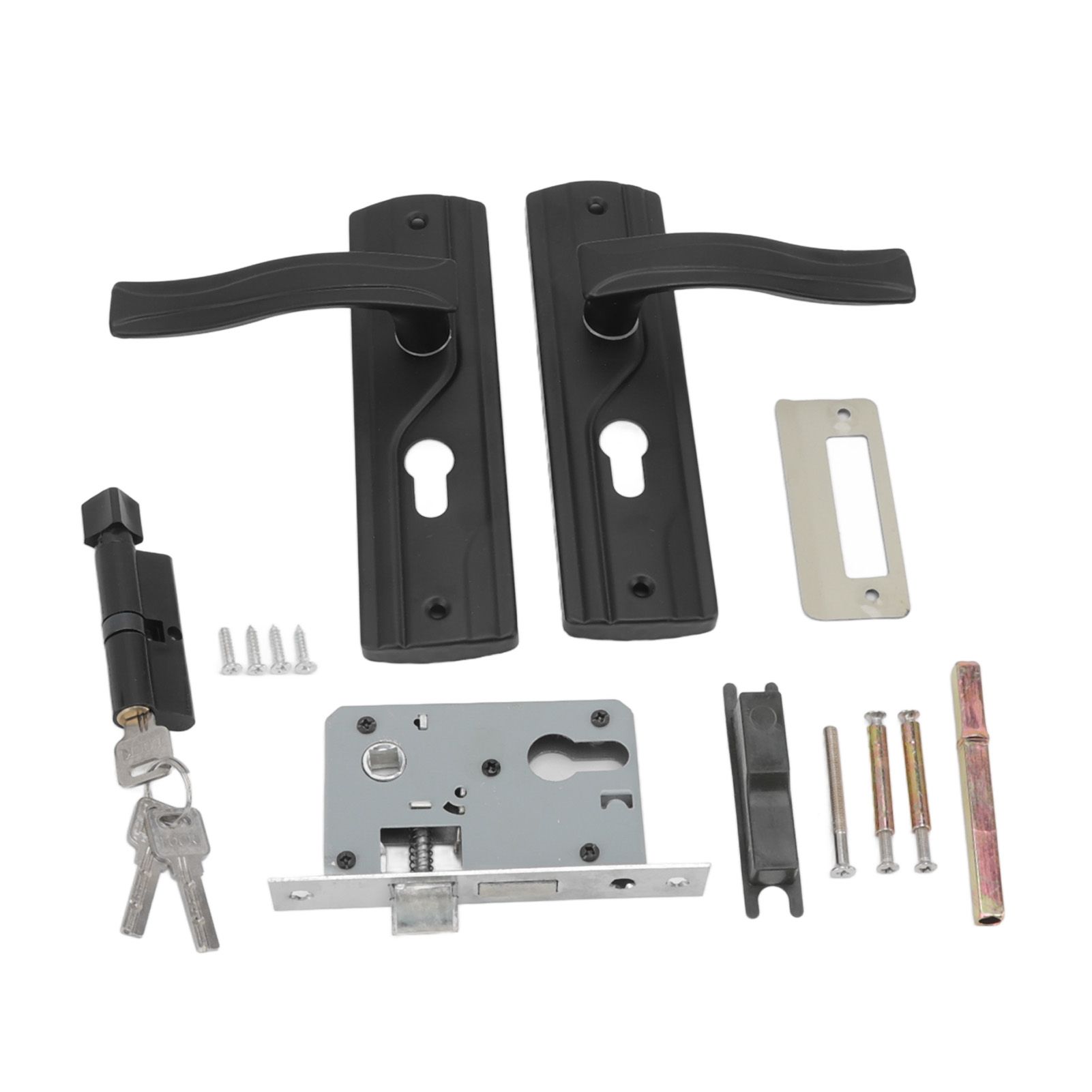 Door Handle Lock Manganese Steel Silent Bearing Universal Door Lever Lock Set with Keys for Home Bedroom Black — image 6