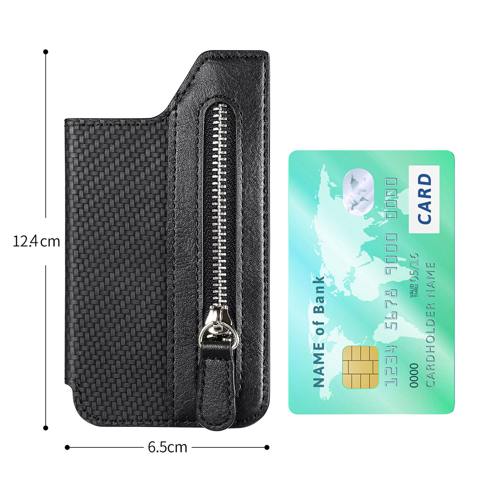 2 Pcs Khaki Multifunction Stick-On Phone Wallet - PU Leather Card Holder with Zipper & Flip Cover โ image 3
