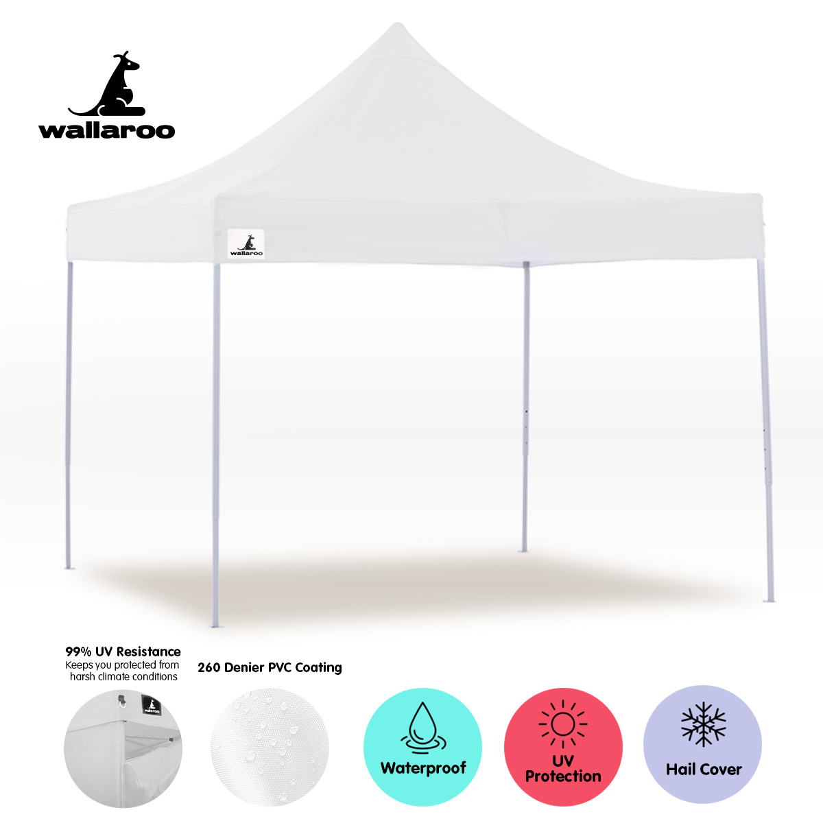 Wallaroo Gazebo Tent Marquee 3x3 PopUp Outdoor Wallaroo White โ image 4