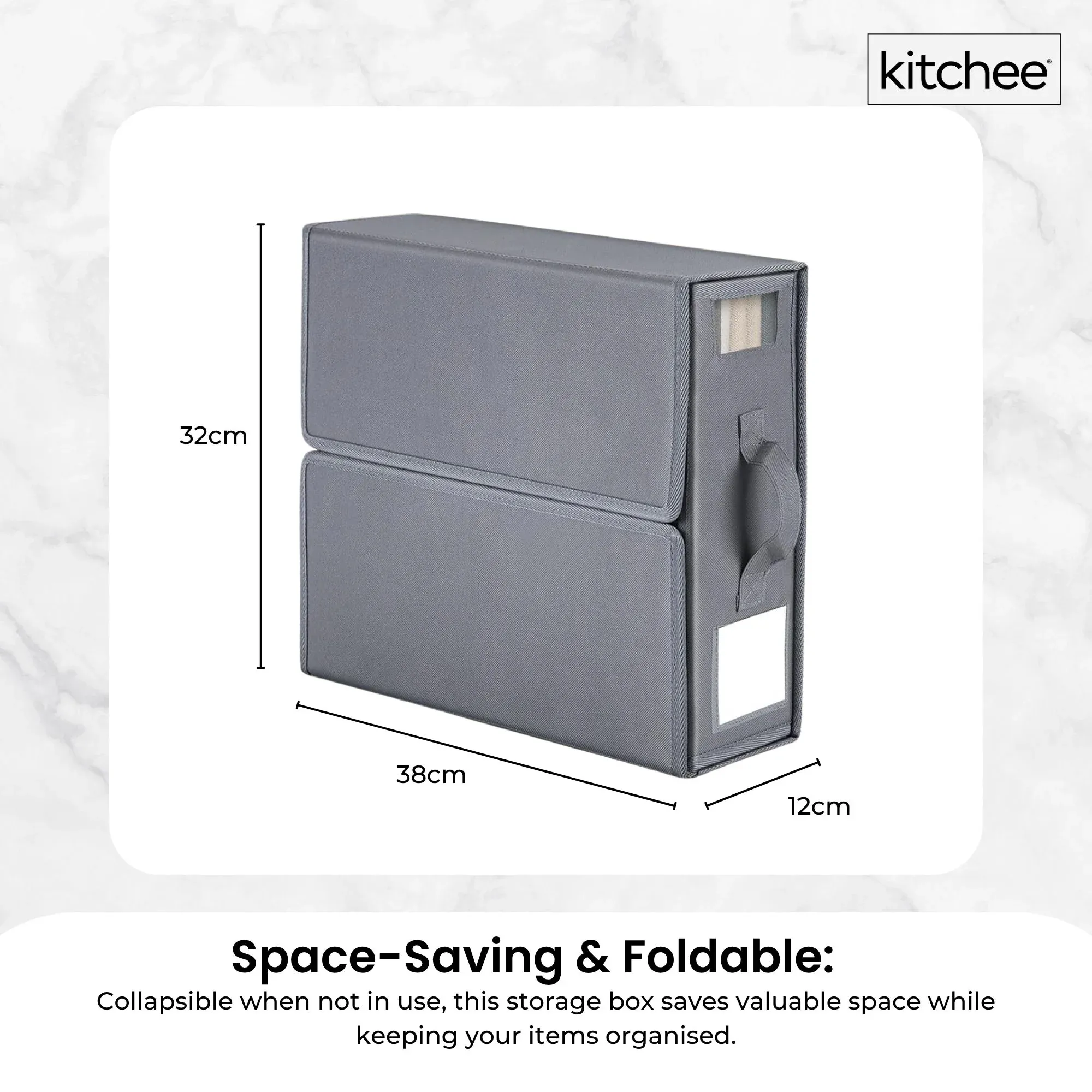 Kitchee Foldable Bed Sheet Storage Box - Linen + Closet Organiser Grey — image 6