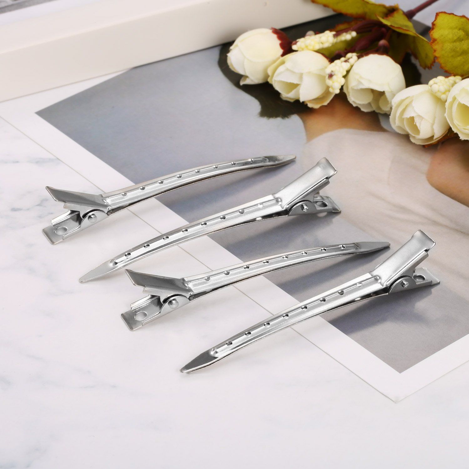 7 Pieces Duck Bill Hair Clips 3.5 Inches Duckbill Hair Clips Metal Alligator Curl Clips for Women Styling Sectioning Long Hair โ image 2